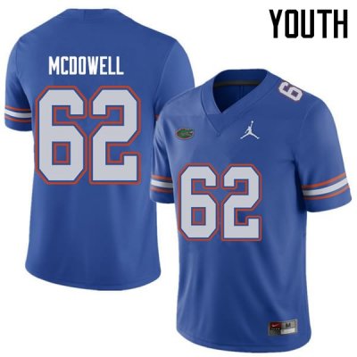 Youth Florida Gators #62 Griffin McDowell NCAA Jordan Brand Royal Authentic Stitched College Football Jersey QRA2462OY